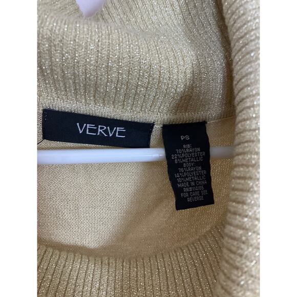 Verve Cream Sparkly Sweater Women’s Petite S/XS | Rayon Wool Cowl Neck Knit Top - Picture 2 of 5